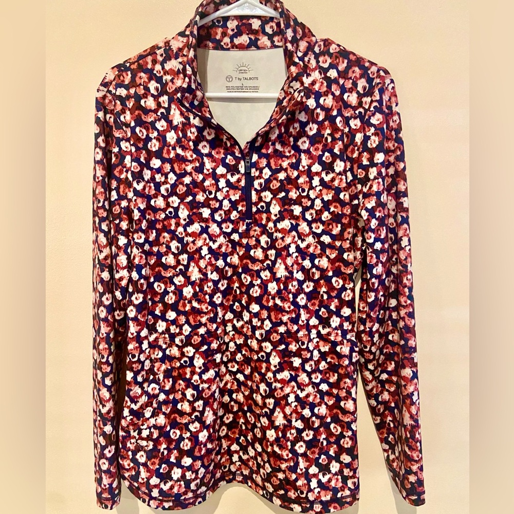 T by Talbots Quarter zip size L red pink